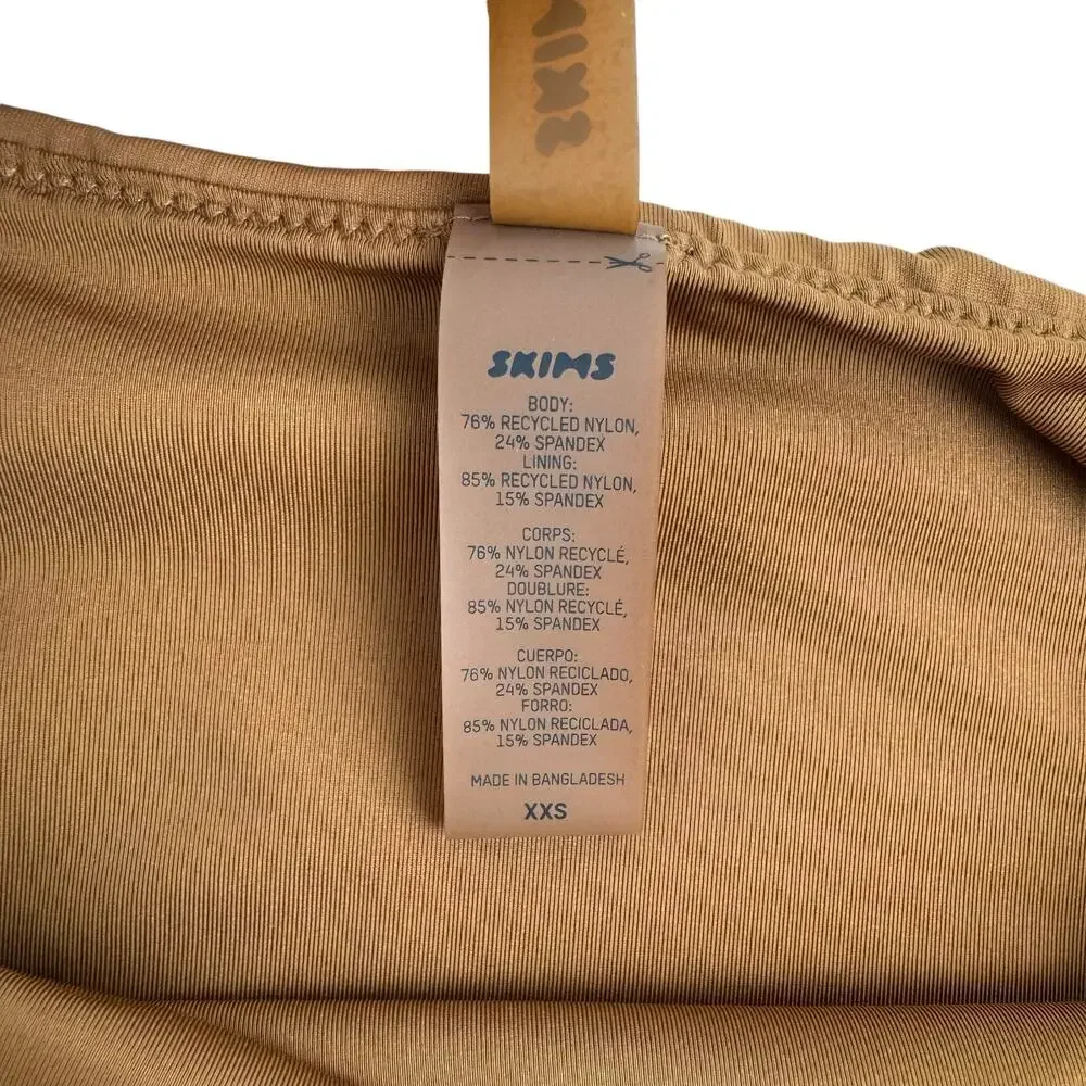 SKIMS Signature Swim Mid Waist High Cut Almond Brown Bikini Bottoms Swimsuit
